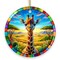 Giraffe Grace Stained Glass Style Ceramic Ornament, African Animals Christmas Gift and Decor